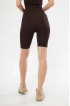 Yüksek Bel Biker Sporcu Şort - Kahve