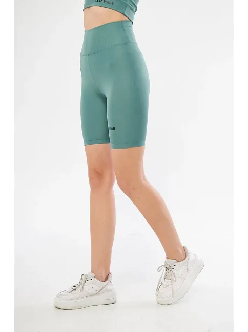 Yüksek Bel Biker Sporcu Şort - Mint Yeşil