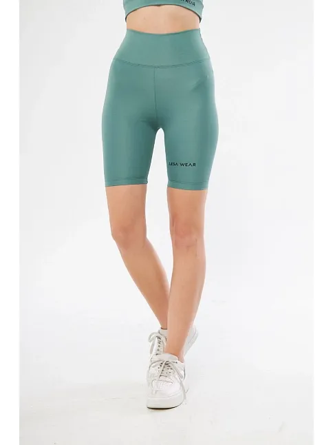 Yüksek Bel Biker Sporcu Şort - Mint Yeşil