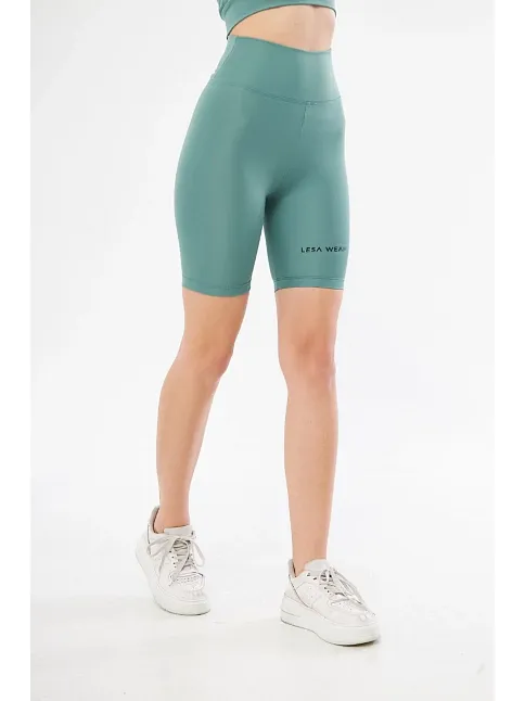 Yüksek Bel Biker Sporcu Şort - Mint Yeşil