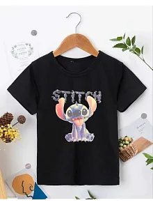 Bisiklet Yaka Kısa Kol Çocuk Baskılı T-shirt - Siyah
