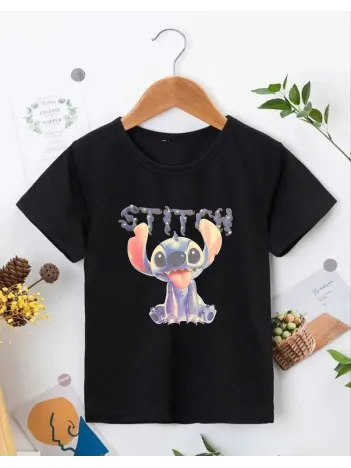 Bisiklet Yaka Kısa Kol Çocuk Baskılı T-Shirt - Siyah Bisiklet Yaka Kısa Kol Çocuk Baskılı T-Shirt - Siyah