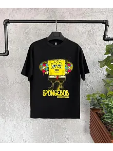 Bisiklet Yaka Kısa Kol Çocuk Baskılı T-shirt - Siyah