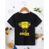 Bisiklet Yaka Kısa Kol Çocuk Baskılı T-Shirt - Siyah Bisiklet Yaka Kısa Kol Çocuk Baskılı T-Shirt - Siyah