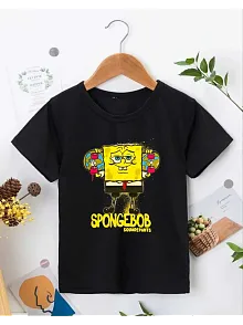 Bisiklet Yaka Kısa Kol Çocuk Baskılı T-shirt - Siyah