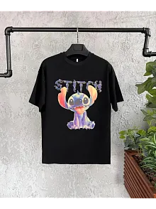 Bisiklet Yaka Kısa Kol Çocuk Baskılı T-shirt - Siyah