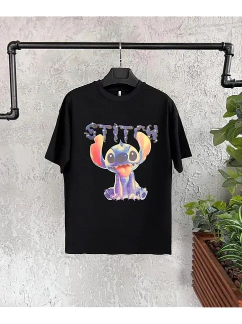 Bisiklet Yaka Kısa Kol Çocuk Baskılı T-shirt - Siyah