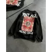 Bisiklet Yaka Üç İplik Baskılı Oversize SweatShirt - Siyah Bisiklet Yaka Üç İplik Baskılı Oversize SweatShirt - Siyah
