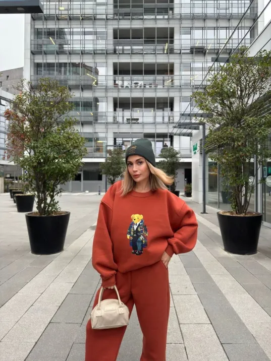 Bisiklet Yaka Üç İplik Sweat Takım - kiremit Bisiklet Yaka Üç İplik Sweat Takım - kiremit