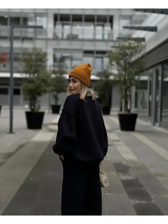 Bisiklet Yaka Üç İplik Sweat Takım - Siyah Bisiklet Yaka Üç İplik Sweat Takım - Siyah