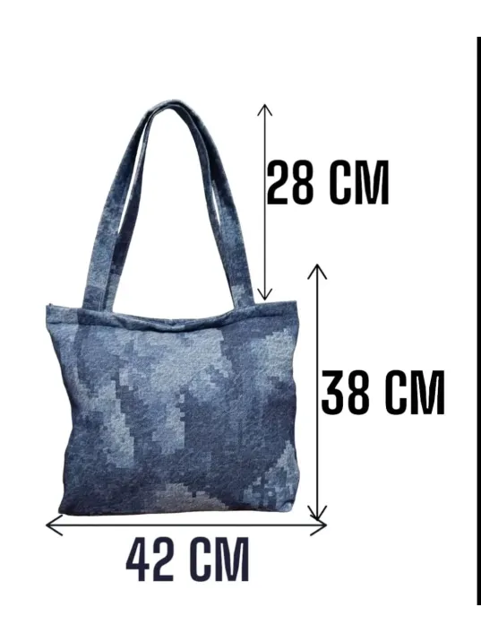 Blujin Desenli Piknik ve Deniz Cepli Fermuarlı Çanta - Mavi