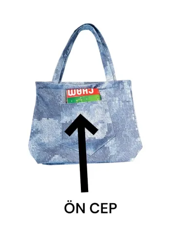 Blujin Desenli Piknik ve Deniz Cepli Fermuarlı Çanta - Mavi