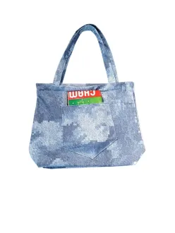 Blujin Desenli Piknik Ve Deniz Cepli Fermuarlı Çanta - Mavi