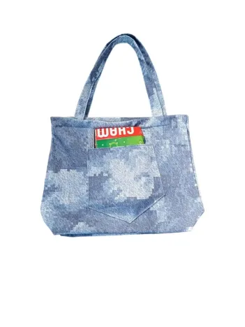 Blujin Desenli Piknik ve Deniz Cepli Fermuarlı Çanta - Mavi