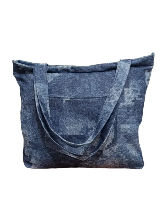 Blujin Desenli Piknik ve Deniz Cepli Fermuarlı Çanta - Mavi