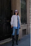 Cepli Bomber Ceket Mont - Beyaz