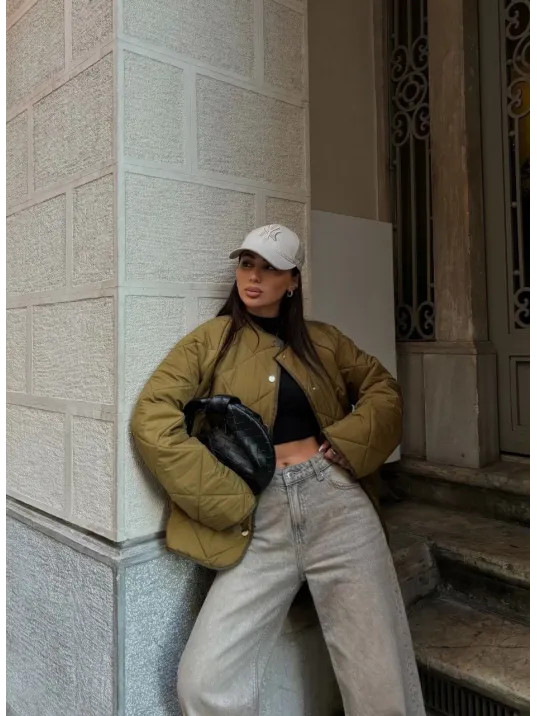 Cıt Cıt Detaylı Çepli Ceket Mont- Kahve