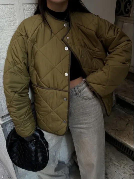 Cıt Cıt Detaylı Çepli Ceket Mont- Kahve Cıt Cıt Detaylı Çepli Ceket Mont- Kahve