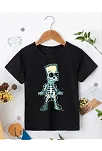 Bisiklet Yaka Kısa Kol Çocuk Baskılı T-shirt - Siyah