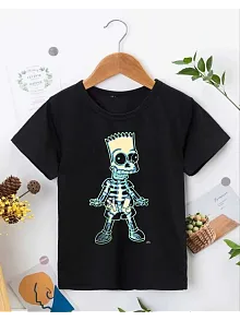 Bisiklet Yaka Kısa Kol Çocuk Baskılı T-shirt - Siyah