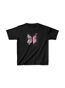 Çocuk Kız Baskılı T-shirt - Siyah