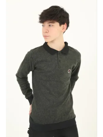 Çocuk Selanik Yaka Nakışlı Kazak - Haki