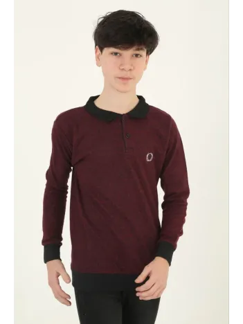 Çocuk Selanik Yaka Nakışlı Kazak - Kırmızı