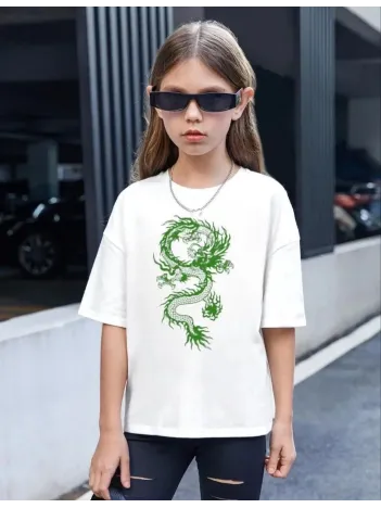 Çocuk Unisex Baskılı T-shirt - Beyaz