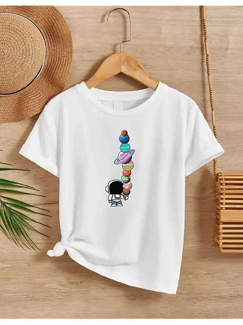 Çocuk Unisex Baskılı T-shirt - Beyaz