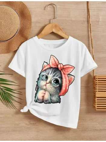 Çocuk Unisex Baskılı T-shirt - Beyaz