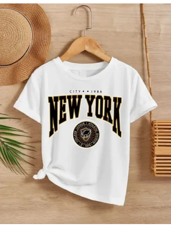 Çocuk Unisex Baskılı T-shirt - Beyaz