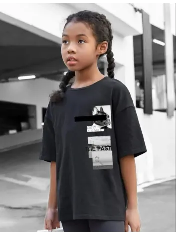 Çocuk Unisex Baskılı T-Shirt - Siyah Çocuk Unisex Baskılı T-Shirt - Siyah