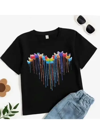 Çocuk Unisex Baskılı T-Shirt - Siyah Çocuk Unisex Baskılı T-Shirt - Siyah