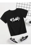 Çocuk Unisex Baskılı T-shirt - Siyah