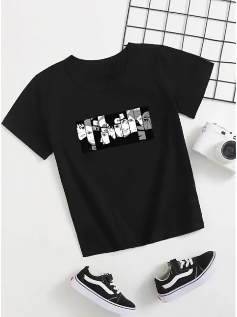Çocuk Unisex Baskılı T-shirt - Siyah