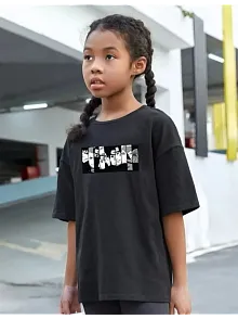Çocuk Unisex Baskılı T-shirt - Siyah
