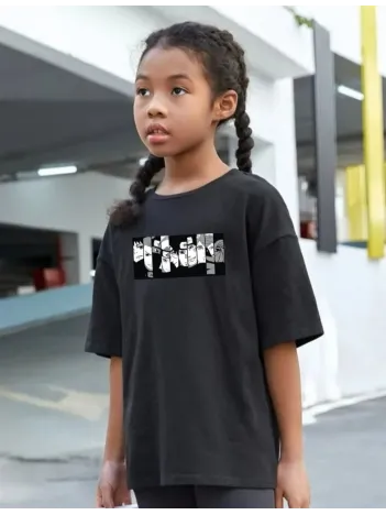 Çocuk Unisex Baskılı T-Shirt - Siyah Çocuk Unisex Baskılı T-Shirt - Siyah