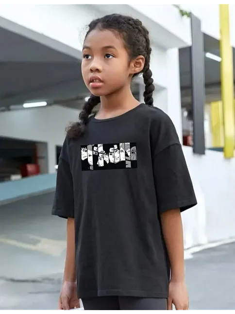 Çocuk Unisex Baskılı T-shirt - Siyah