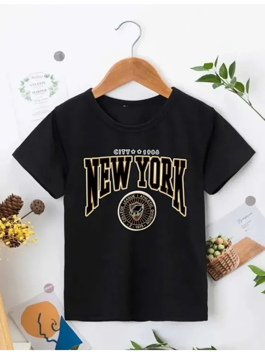 Çocuk Unisex Baskılı T-Shirt - Siyah Çocuk Unisex Baskılı T-Shirt - Siyah