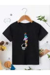 Çocuk Unisex Baskılı T-shirt - Siyah