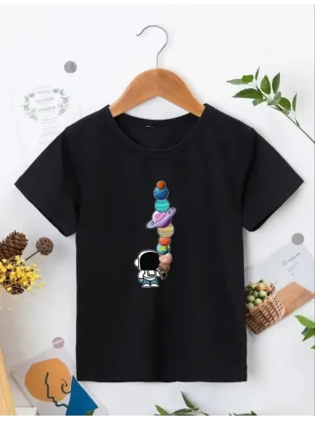 Çocuk Unisex Baskılı T-Shirt - Siyah Çocuk Unisex Baskılı T-Shirt - Siyah