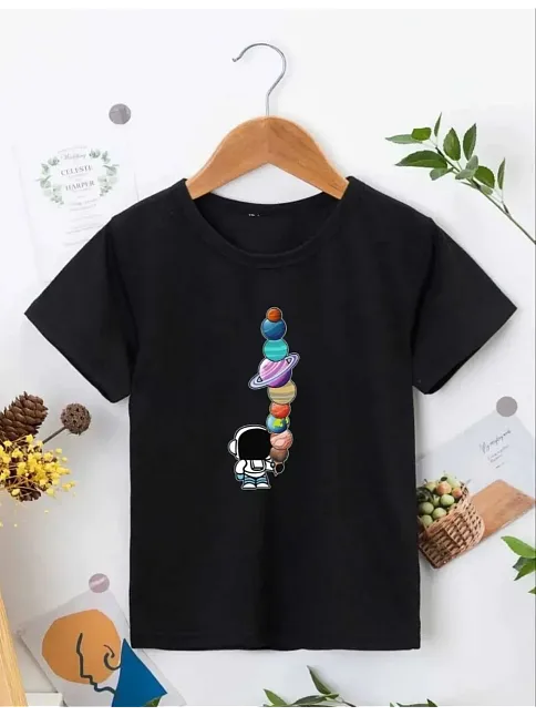 Çocuk Unisex Baskılı T-shirt - Siyah
