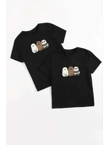 Çocuk Unisex Baskılı T-Shirt - Siyah Çocuk Unisex Baskılı T-Shirt - Siyah