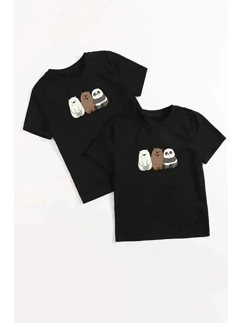 Çocuk Unisex Baskılı T-shirt - Siyah