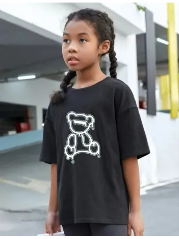 Çocuk Unisex Baskılı T-Shirt - Siyah Çocuk Unisex Baskılı T-Shirt - Siyah