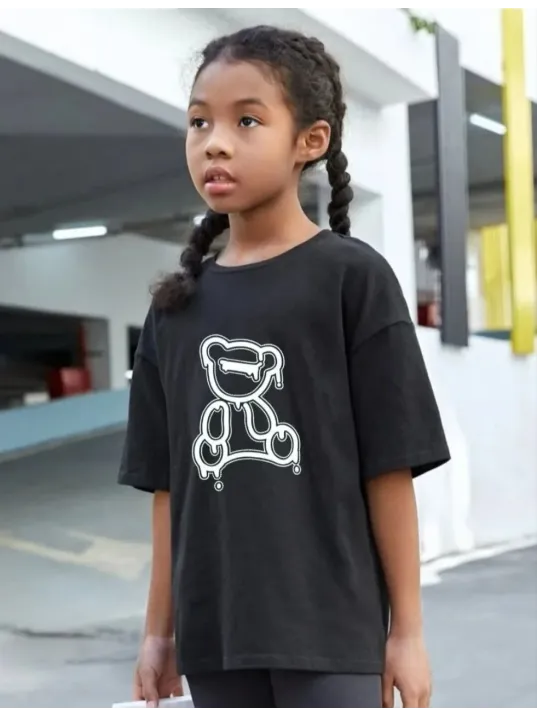 Çocuk Unisex Baskılı T-Shirt - Siyah Çocuk Unisex Baskılı T-Shirt - Siyah