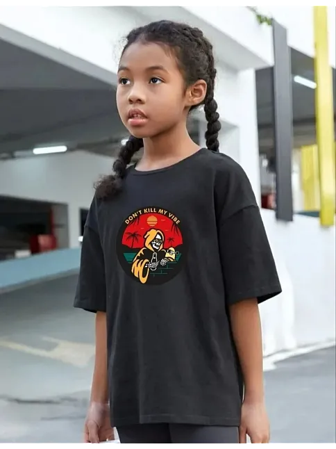 Çocuk Unisex Baskılı T-shirt - Siyah