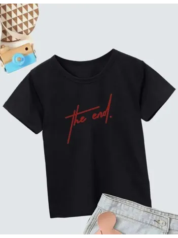 Çocuk Unisex Baskılı T-Shirt - Siyah Çocuk Unisex Baskılı T-Shirt - Siyah