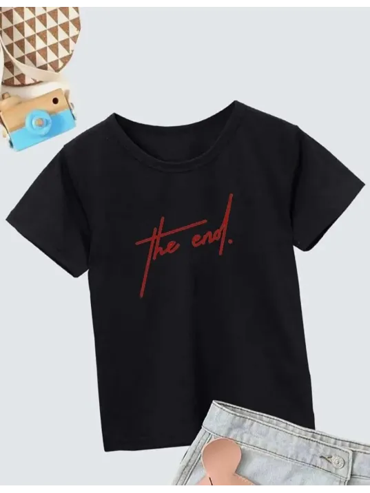 Çocuk Unisex Baskılı T-Shirt - Siyah Çocuk Unisex Baskılı T-Shirt - Siyah