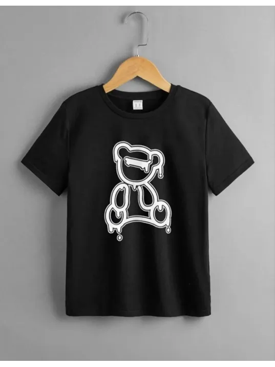 Çocuk Unisex Baskılı T-Shirt - Siyah